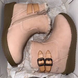 Blowfish Blush Pink Winter Boots with Tan Buckles